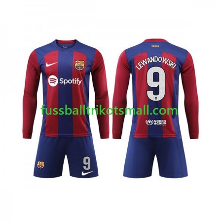 Fußballtrikots FC Barcelona LEWANDOWSKI 9 Kinder 2023-2024 Langarm Heimtrikotsatz kaufen